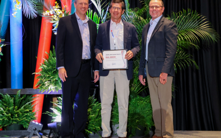 Doug Johnson receives the Lifetime Career Award from the Nebraska Bankers Association
